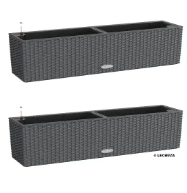 LECHUZA® Blumenkasten BALCONERA Cottage 80 Granit All-in-One x 2