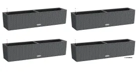 LECHUZA® Blumenkasten BALCONERA Cottage 80 Granit All-in-One x 4