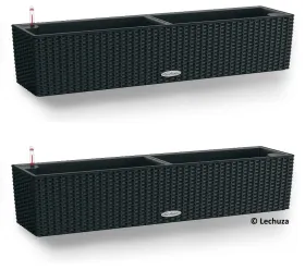 LECHUZA® Blumenkasten BALCONERA Cottage 80 Graphitschwarz All-in-One x 2