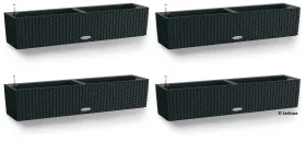 LECHUZA® Blumenkasten BALCONERA Cottage 80 Graphitschwarz All-in-One x 4