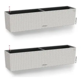 LECHUZA® Blumenkasten BALCONERA Cottage 80 Lichtgrau All-in-One x 2