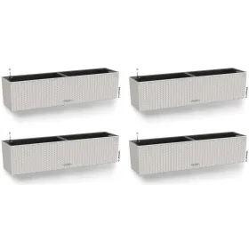 LECHUZA® Blumenkasten BALCONERA Cottage 80 Lichtgrau All-in-One x 4