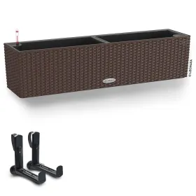 LECHUZA® Blumenkasten BALCONERA Cottage 80 Mokka All-in-One + 2 Halter