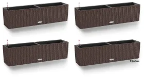 LECHUZA® Blumenkasten BALCONERA Cottage 80 Mokka All-in-One x 4