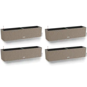LECHUZA® Blumenkasten BALCONERA Cottage 80 Sandbraun All-in-One x 4