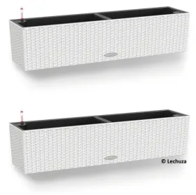 LECHUZA® Blumenkasten BALCONERA Cottage 80 Weiß All-in-One x 2