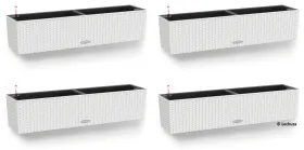 LECHUZA® Blumenkasten BALCONERA Cottage 80 Weiß All-in-One x 4