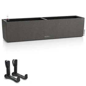 LECHUZA® Blumenkasten BALCONERA Stone 80 Graphitschwarz All-in-One + 2 Halter