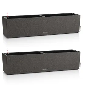 LECHUZA® Blumenkasten BALCONERA Stone 80 Graphitschwarz All-in-One x 2
