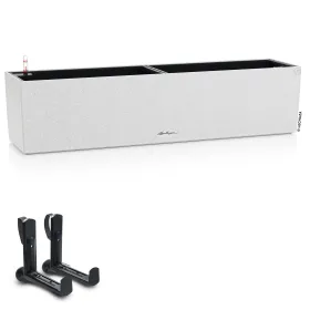 LECHUZA® Blumenkasten BALCONERA Stone 80 Quarzweiß All-in-One + 2 Halter