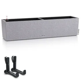 LECHUZA® Blumenkasten BALCONERA Stone 80 Steingrau All-in-One + 2 Halter