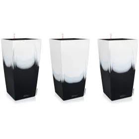LECHUZA® Pflanzgefäße CUBICO Color 30 Cambio Black & White seidenmatt All-in-One x 3
