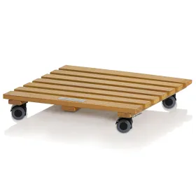 LECHUZA® Zubehör Rolluntersetzer Natural Wood 37 square quadratisch - FSC 100 % Eukalyptus grandis