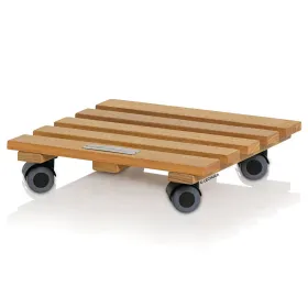 LECHUZA® Zuebhör Rolluntersetzer Natural Wood 28 square quadratisch - FSC 100 % Eukalyptus grandis