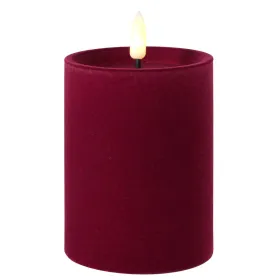 LED-Kerze Velvetta beflockt dunkelrot Ø 7,5 cm Höhe 12,5 cm