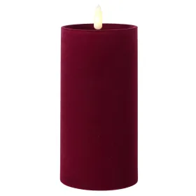 LED-Kerze Velvetta beflockt dunkelrot Ø 7,5 cm Höhe 17,5 cm