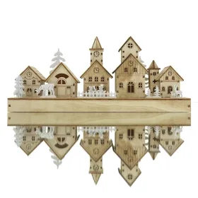 Lumineo Batterie LED Kleines Weihnachtsdorf Natur & Weiß 5 Häuser 30 x 13,5 cm 5 LED - warmweiß