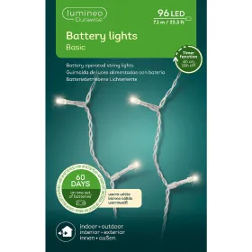Lumineo Batterie LED Lichterkette Durawise transparent 7,1 Meter 96 Lichter - warmweiß