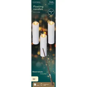 Lumineo Batterie LED Magische Kerzen Flacker-Effekt Indoor 3 Stück mit Zauberstab Ø 5 cm Höhe 19 cm -Kunststoff