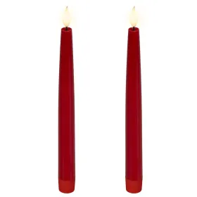 Lumineo Batterie LED Spitzkerzen Flacker-Effekt rot Wachs Ø 2,2 cm Höhe 24,5 cm Indoor - warm weiß