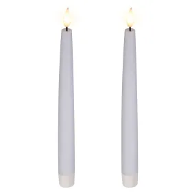 Lumineo Batterie LED Spitzkerzen Flacker-Effekt weiß Wachs Ø 2,2 cm Höhe 24,5 cm Indoor - warmweiß