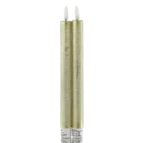 Lumineo Batterie LED Stabkerzen Goldfarben Ø 2,2 cm Höhe 24,5 cm - warmweiß