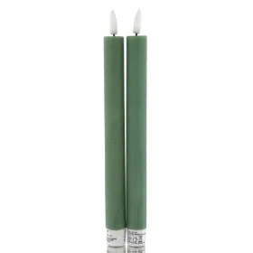 Lumineo Batterie LED Stabkerzen Grün Ø 2,2 cm Höhe 24,5 cm - warmweiß