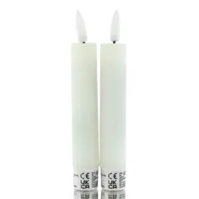 Lumineo Batterie LED Stabkerzen Weiß Ø 2,2 cm Höhe 14,5 cm - warmweiß