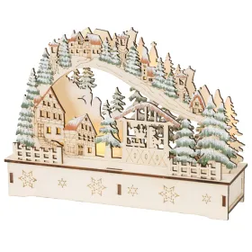 Lumineo Batterie LED Szene Dorf - warmweiß - Polyresin & Sperrholz