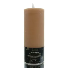 Lumineo Batterie LED Wachskerze Caramel Flammeneffekt Ø 7 cm Höhe 15 cm - warmweiß