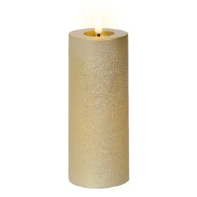 Lumineo Batterie LED Wachskerze Goldfarben Ø 7 cm Höhe 19 cm - warmweiß