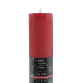 Lumineo Batterie LED Wachskerze Rot Flammeneffekt Ø 7 cm Höhe 19 cm - warmweiß