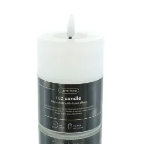 Lumineo Batterie LED Wachskerze Weiß Ø 7 cm Höhe 11,2 cm - warmweiß