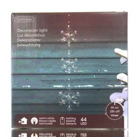 Lumineo Batterie Micro-LED 3 Schneeflocken Transparent 0,62 Meter 44 Lichter - warmweiß