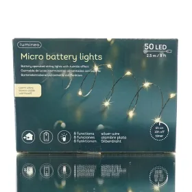 Lumineo Batterie Micro-LED Lichterkette silber 2,5 Meter 50 Lichter - warmweiß