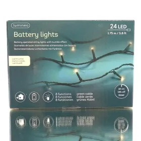 Lumineo Batterie LED Lichterkette grün 8 Funktionen 1,75 Meter 24 Lichter - warmweiß
