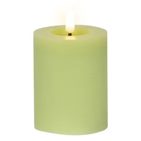 Lumineo LED Indoor Kerze Echtwachs Hellgrün Ø 7 cm Höhe 11,2 cm - Wachs