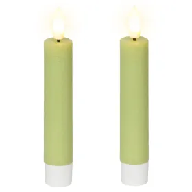 Lumineo LED Indoor Stabkerzen Echtwachs Hellgrün Ø 2,2 cm Höhe 14,5 cm - 2er Pack