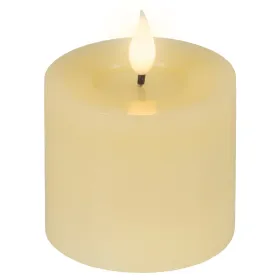 Lumineo LED-Kerze Flacker-Effekt Indoor cremefarben Wachs Ø 7,5 cm Höhe 9,5 cm - warmweiß