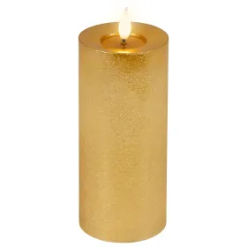 Lumineo LED-Kerze Flacker-Effekt Indoor goldfarben Wachs Ø 7,5 cm Höhe 20 cm - warmweiß