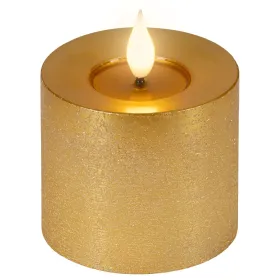 Lumineo LED-Kerze Flacker-Effekt Indoor goldfarben Wachs Ø 7,5 cm Höhe 9,5 cm - warmweiß
