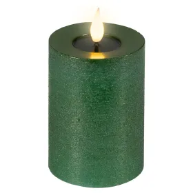 Lumineo LED-Kerze Flacker-Effekt Indoor grün Wachs Ø 7,5 cm Höhe 13,5 cm - warmweiß