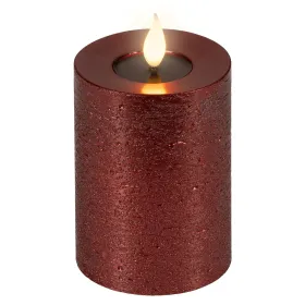 Lumineo LED-Kerze Flacker-Effekt Indoor ochsenblut Wachs Ø 7,5 cm Höhe 13,5 cm - warmweiß