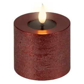 Lumineo LED-Kerze Flacker-Effekt Indoor ochsenblut Wachs Ø 7,5 cm Höhe 9,5 cm - warmweiß