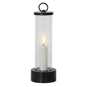 Lumineo LED Kerze Wachs im Zylinder s/w Ø 7,5 cm H: 20 cm Outdoor -Kunststoff