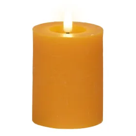 Lumineo LED Kerze Indoor Echtwachs Orange Ø 7 cm Höhe 11,2 cm - Wachs