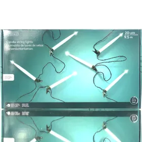 Lumineo LED Kerzenlichterkette Weiß grünes Kabel 9,5 Meter 20 Lichter mit Befestigungsklipp - warmweiß