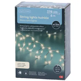 Lumineo LED Lichterkette Twinkle Micro wire silber 6 Meter 378 Lichter - warmweiß