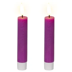 Lumineo LED Indoor Stabkerzen Echtwachs Lila Ø 2,2 cm Höhe 14,5 cm - 2er Pack