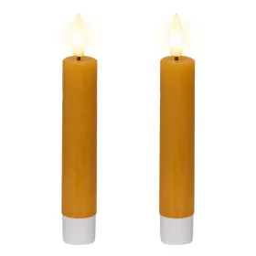 Lumineo LED Indoor Stabkerzen Echtwachs Orange Ø 2,2 cm Höhe 14,5 cm - 2er Pack